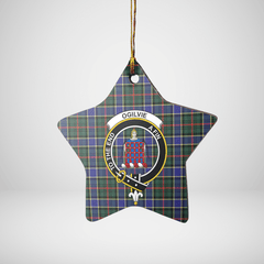 Clan Ogilvie Hunting Modern Tartan Crest Star Ceramic Ornament IA15 Ogilvie Hunting Modern Tartan Tartan Christmas