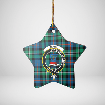 Clan Rose Hunting Ancient Tartan Crest Star Ceramic Ornament