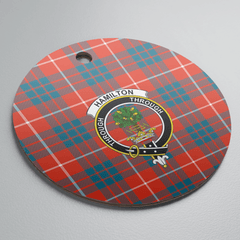 Clan Hamilton Ancient Tartan Crest Round Ceramic Ornament PS51 Hamilton Ancient Tartan Tartan Christmas