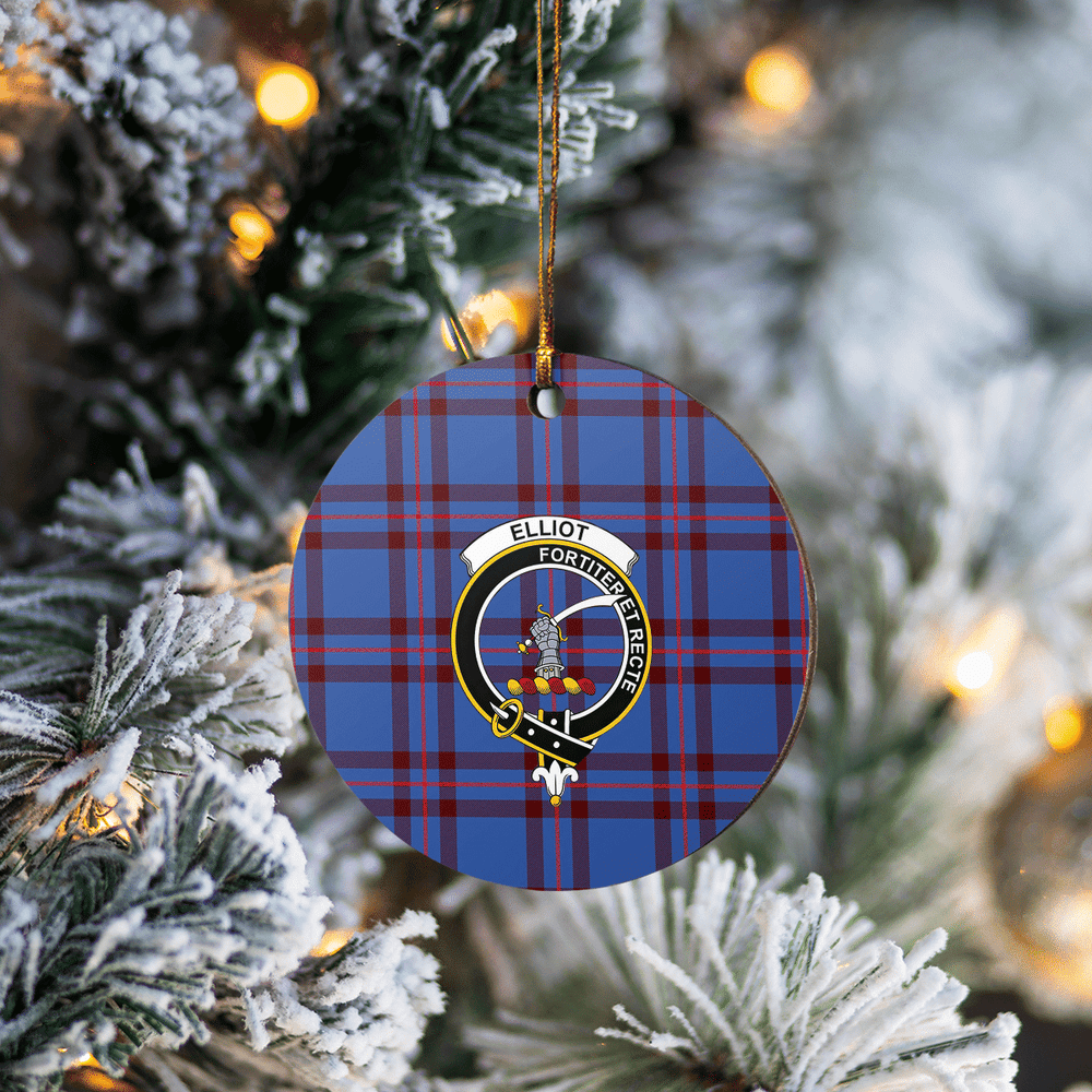 Clan Elliot Modern Tartan Crest Round Ceramic Ornament UC59 Elliot Modern Tartan Tartan Christmas