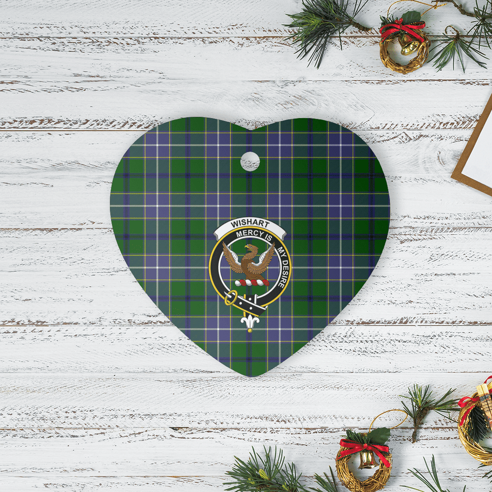 Clan Wishart Hunting Tartan Crest Heart Ceramic Ornament AN16 Wishart Hunting Tartan Tartan Christmas