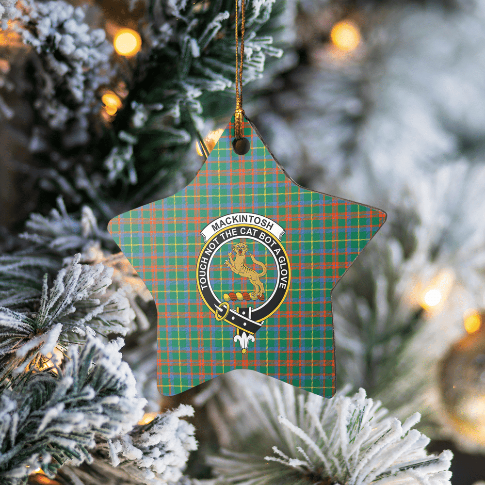 Clan MacKintosh Hunting Ancient Tartan Crest Star Ceramic Ornament DV43 MacKintosh Hunting Ancient Tartan Tartan Christmas