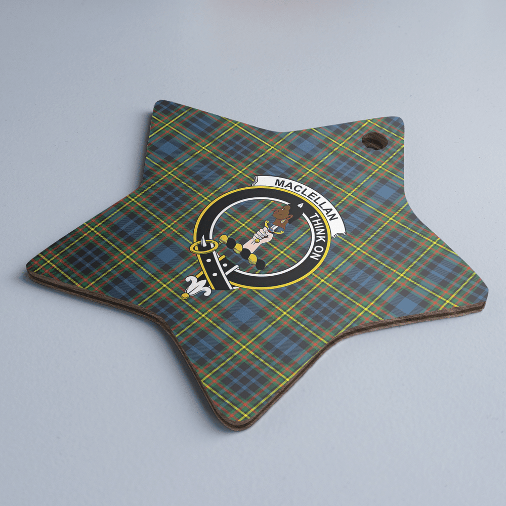 Clan MacLellan Ancient Tartan Crest Star Ceramic Ornament RK69 MacLellan Ancient Tartan Tartan Christmas