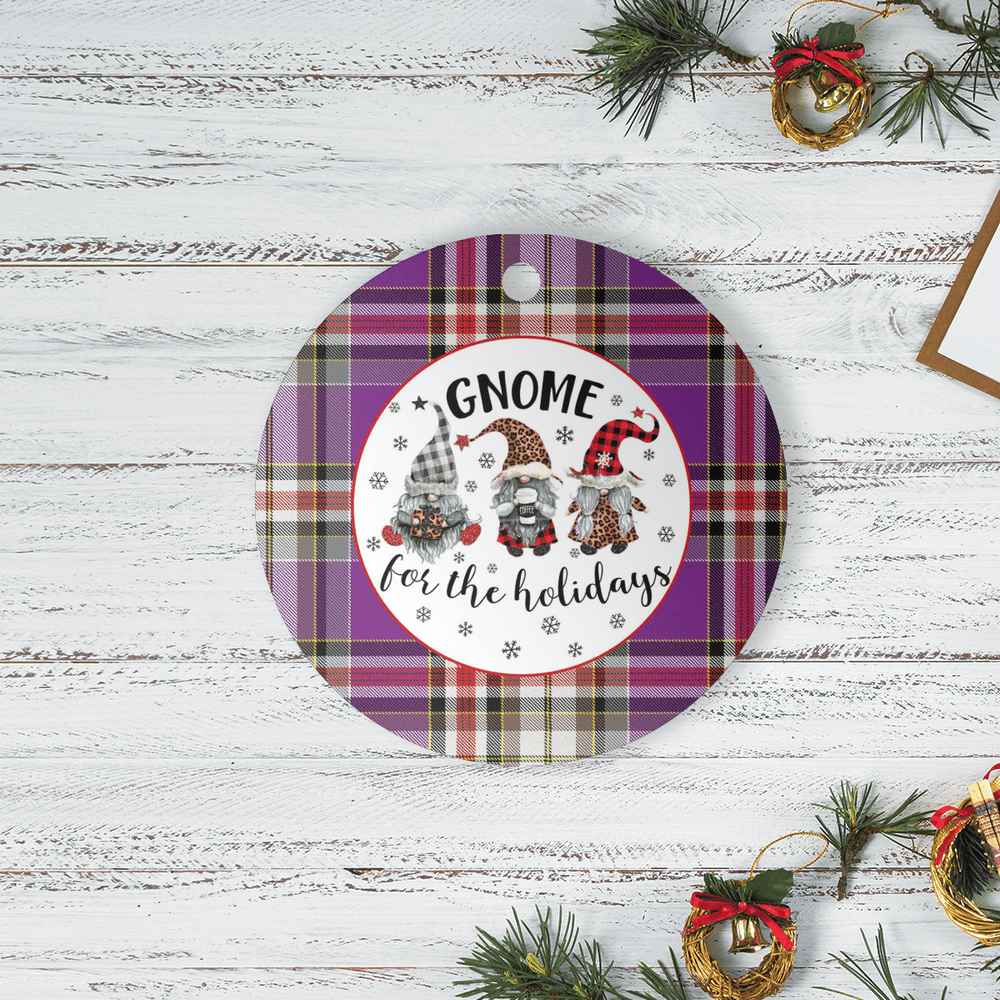 Clan Lockwood Tartan Tartan Crest Gnome Round Ceramic Ornament XT52 Lockwood Tartan Tartan Christmas