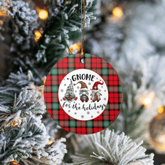 Clan Kerr Ancient Tartan Tartan Crest Gnome Round Ceramic Ornament GG39 Kerr Ancient Tartan Tartan Christmas