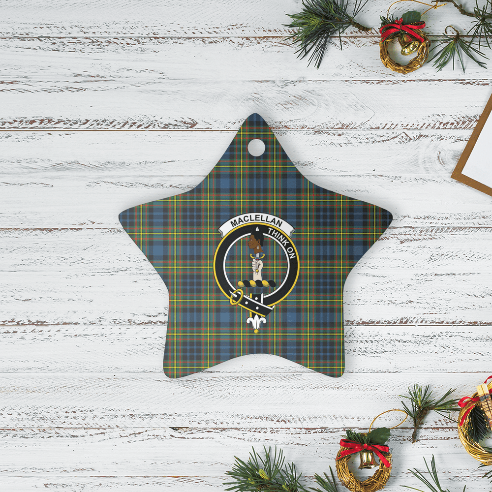 Clan MacLellan Ancient Tartan Crest Star Ceramic Ornament RK69 MacLellan Ancient Tartan Tartan Christmas