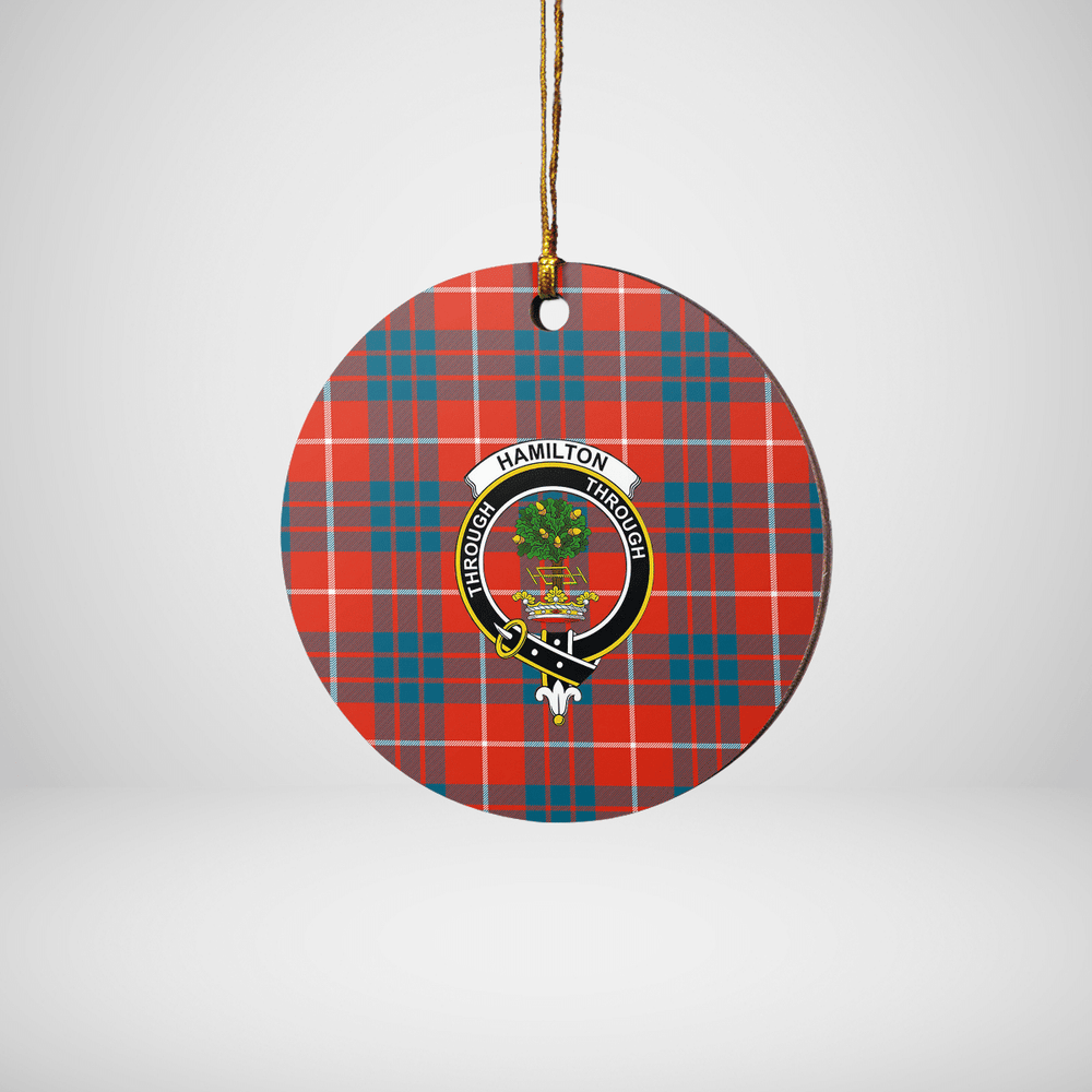 Clan Hamilton Ancient Tartan Crest Round Ceramic Ornament PS51 Hamilton Ancient Tartan Tartan Christmas