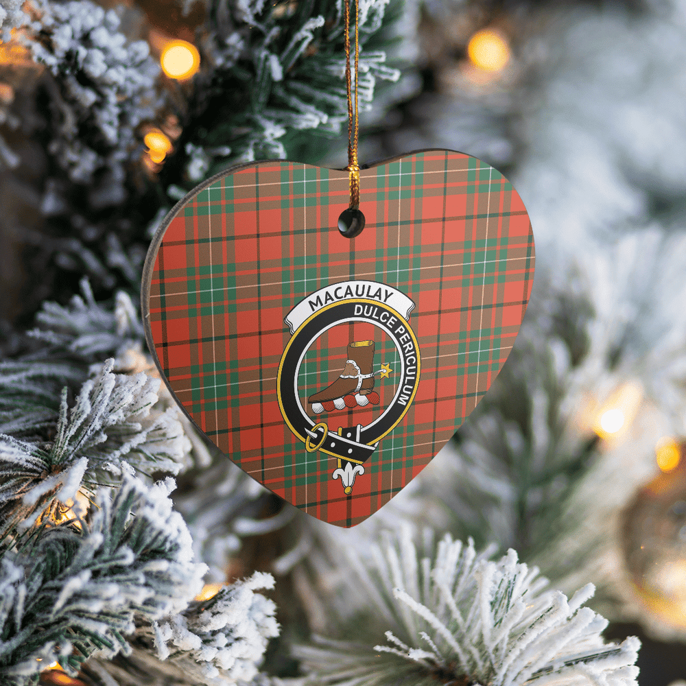 Clan MacAulay Ancient Tartan Crest Heart Ceramic Ornament SB70 MacAulay Ancient Tartan Tartan Christmas