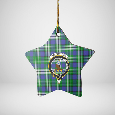 Clan Haliburton Tartan Crest Star Ceramic Ornament