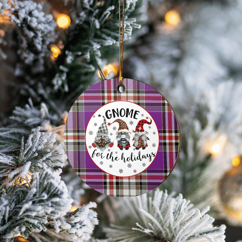 Clan Lockwood Tartan Tartan Crest Gnome Round Ceramic Ornament XT52 Lockwood Tartan Tartan Christmas