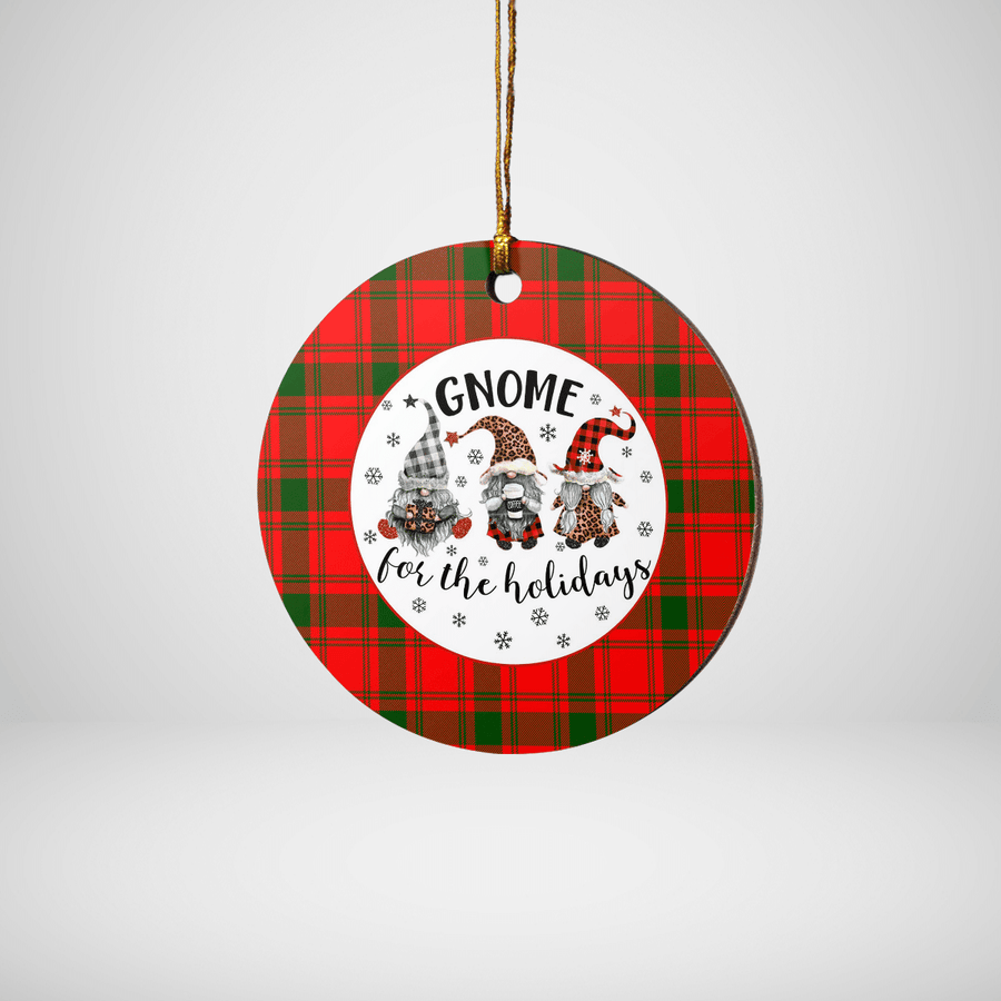 Clan MacQuarrie Modern Tartan Tartan Crest Gnome Round Ceramic Ornament IF73 MacQuarrie Modern Tartan Tartan Christmas