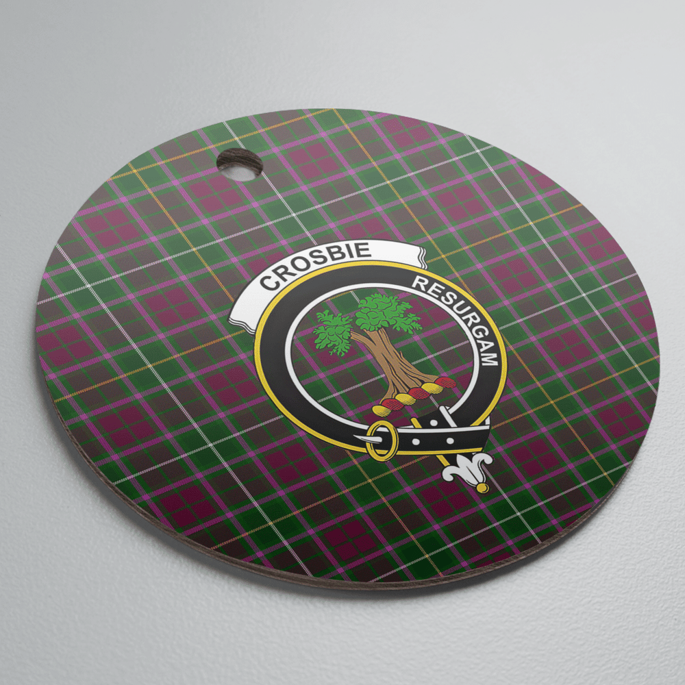 Clan Crosbie Tartan Crest Round Ceramic Ornament HP26 Crosbie Tartan Tartan Christmas
