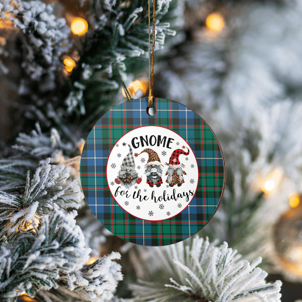Clan MacRae Hunting Ancient Tartan Tartan Crest Gnome Round Ceramic Ornament HR88 MacRae Hunting Ancient Tartan Tartan Christmas
