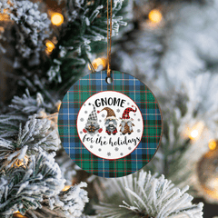 Clan MacRae Hunting Ancient Tartan Tartan Crest Gnome Round Ceramic Ornament HR88 MacRae Hunting Ancient Tartan Tartan Christmas