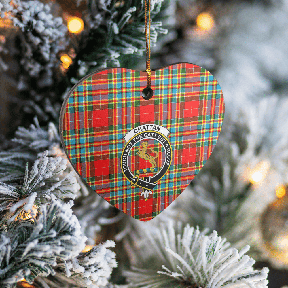 Clan Chattan Tartan Crest Heart Ceramic Ornament AX60 Chattan Tartan Tartan Christmas