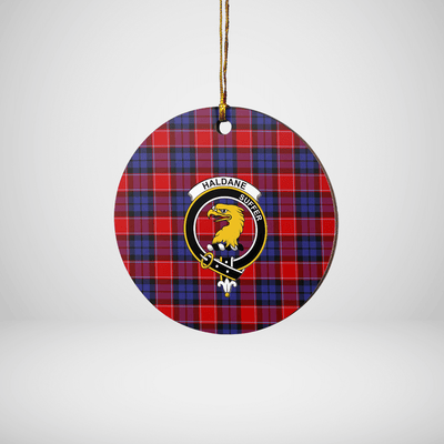 Clan Haldane 1 Tartan Crest Round Ceramic Ornament
