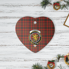 Clan Cumming Hunting Weathered Tartan Crest Heart Ceramic Ornament RY38 Cumming Hunting Weathered Tartan Tartan Christmas