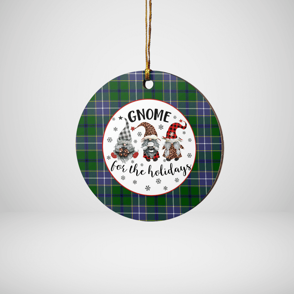 Clan Wishart Hunting Tartan Tartan Crest Gnome Round Ceramic Ornament XH84 Wishart Hunting Tartan Tartan Christmas