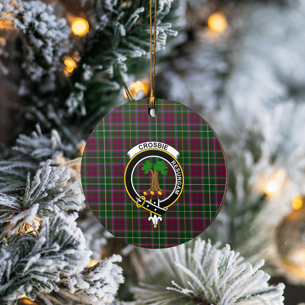 Clan Crosbie Tartan Crest Round Ceramic Ornament HP26 Crosbie Tartan Tartan Christmas