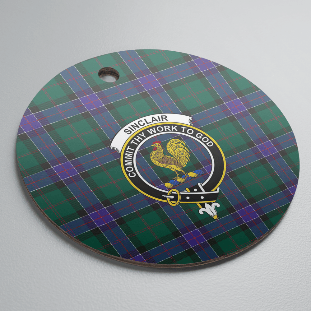 Clan Sinclair Hunting Modern Tartan Crest Round Ceramic Ornament HJ71 Sinclair Hunting Modern Tartan Tartan Christmas