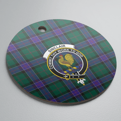 Clan Sinclair Hunting Modern Tartan Crest Round Ceramic Ornament HJ71 Sinclair Hunting Modern Tartan Tartan Christmas