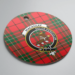 Clan MacAulay Modern Tartan Crest Round Ceramic Ornament EB39 MacAulay Modern Tartan Tartan Christmas