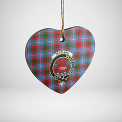 Clan Pentland (Edinburgh) Tartan Crest Heart Ceramic Ornament UP31 Pentland (Edinburgh) Tartan Tartan Christmas