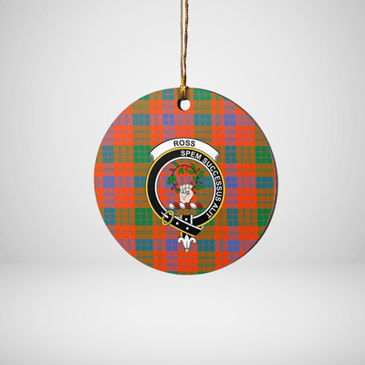 Clan Ross Ancient Tartan Crest Round Ceramic Ornament