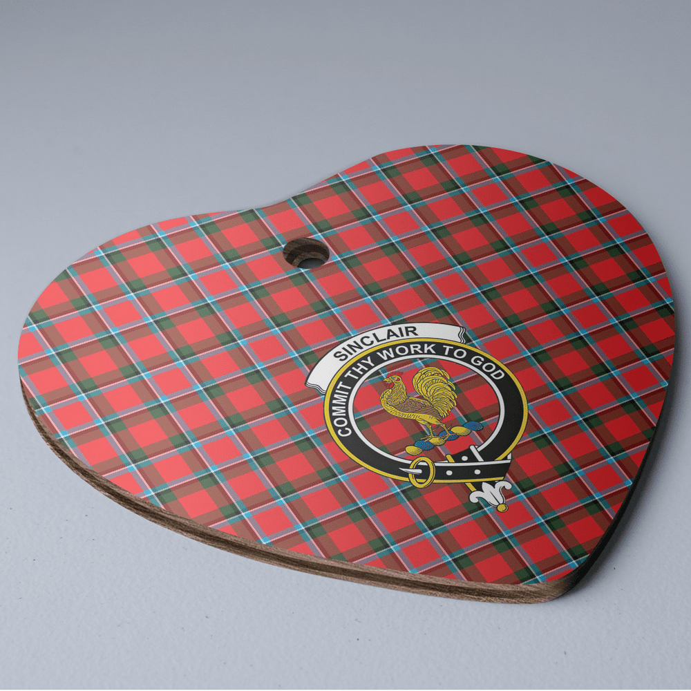 Clan Sinclair Modern Tartan Crest Heart Ceramic Ornament YR61 Sinclair Modern Tartan Tartan Christmas