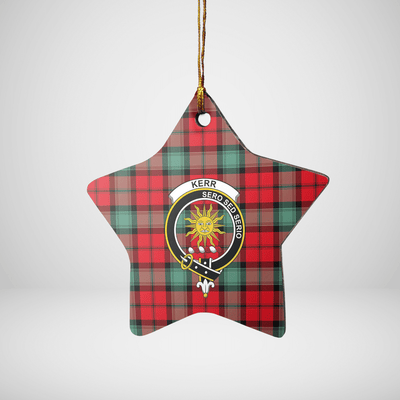 Clan Kerr Ancient Tartan Crest Star Ceramic Ornament