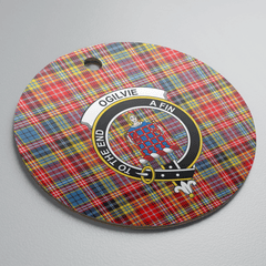 Clan Ogilvie of Airlie Ancient Tartan Crest Round Ceramic Ornament AG11 Ogilvie of Airlie Ancient Tartan Tartan Christmas