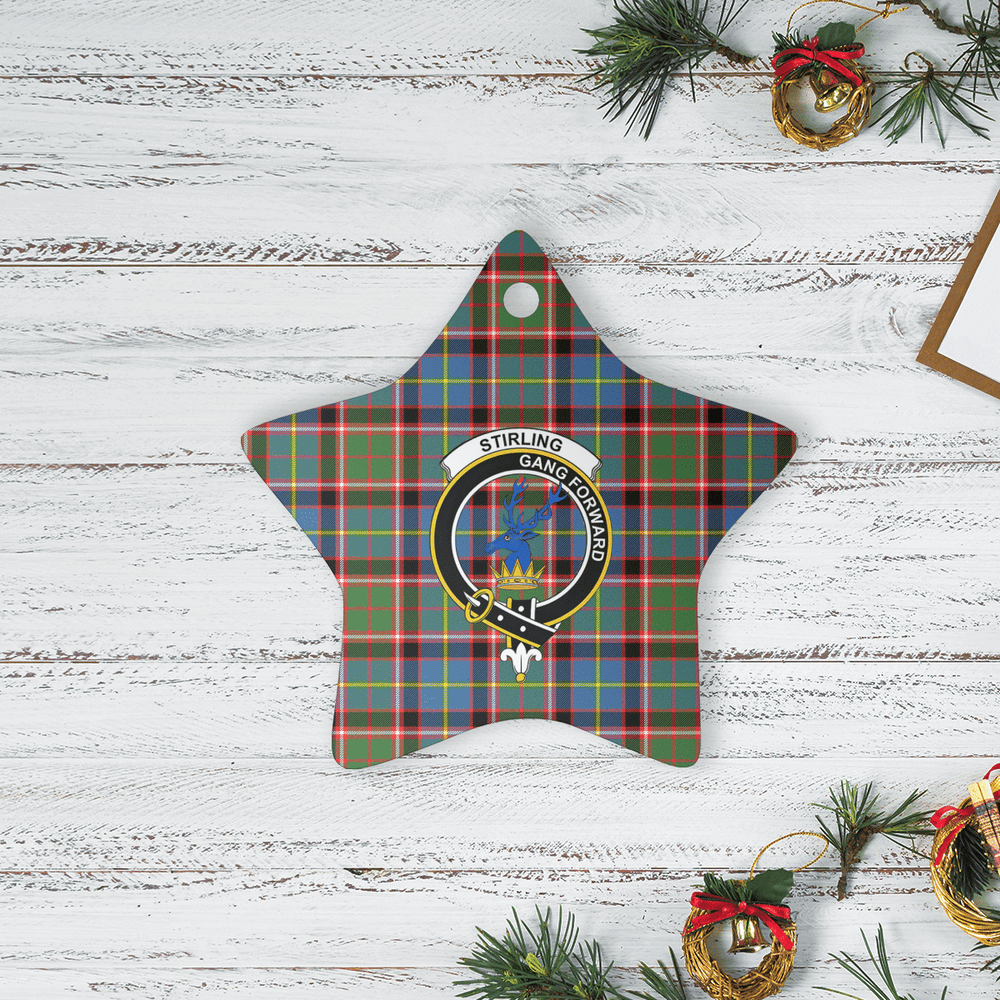 Clan Stirling (of Cadder-Present Chief) Tartan Crest Star Ceramic Ornament IA82 Stirling (of Cadder-Present Chief) Tartan Tartan Christmas