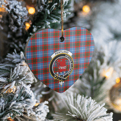 Clan Pentland (Edinburgh) Tartan Crest Heart Ceramic Ornament UP31 Pentland (Edinburgh) Tartan Tartan Christmas