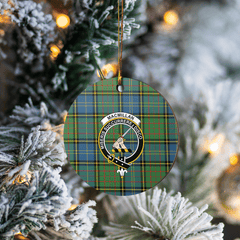Clan MacMillan Hunting Ancient Tartan Crest Round Ceramic Ornament WH89 MacMillan Hunting Ancient Tartan Tartan Christmas