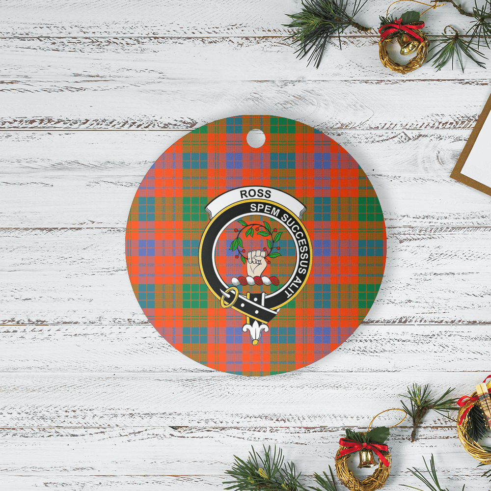Clan Ross Ancient Tartan Crest Round Ceramic Ornament ER57 Ross Ancient Tartan Tartan Christmas