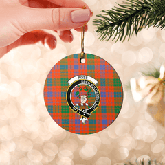 Clan Ross Ancient Tartan Crest Round Ceramic Ornament ER57 Ross Ancient Tartan Tartan Christmas