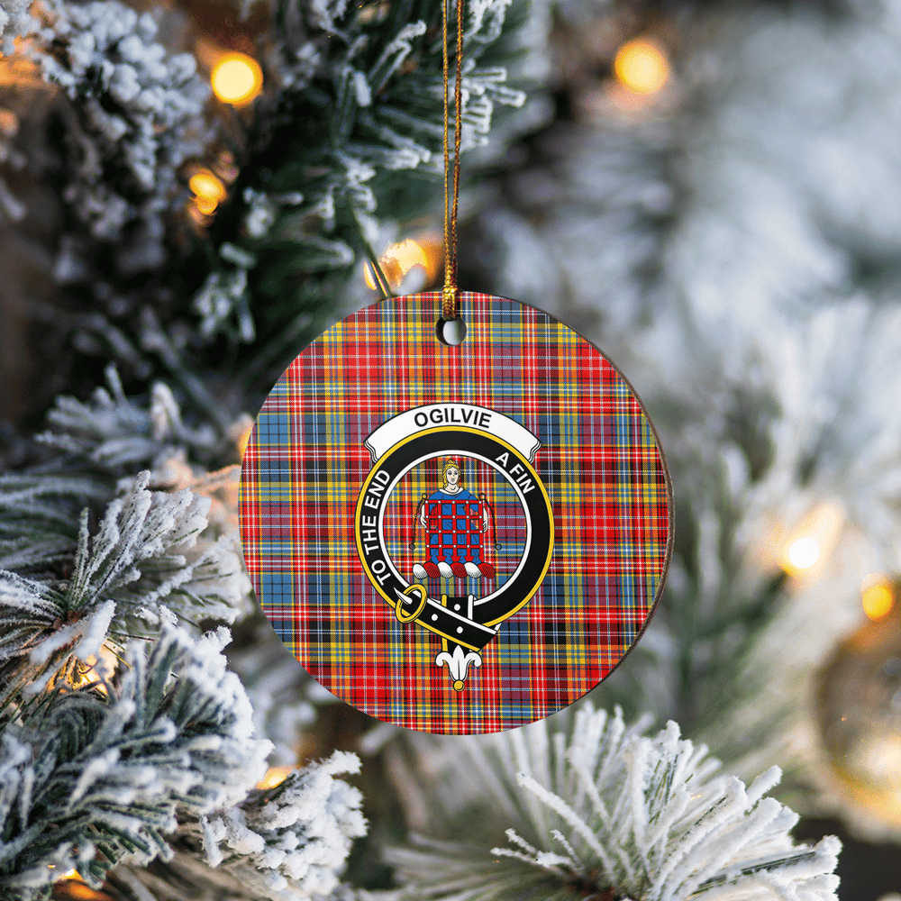 Clan Ogilvie of Airlie Ancient Tartan Crest Round Ceramic Ornament AG11 Ogilvie of Airlie Ancient Tartan Tartan Christmas