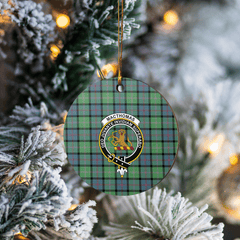 Clan MacThomas Ancient Tartan Crest Round Ceramic Ornament XV53 MacThomas Ancient Tartan Tartan Christmas