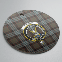 Clan Stewart Old Weathered Tartan Crest Round Ceramic Ornament BJ68 Stewart Old Weathered Tartan Tartan Christmas