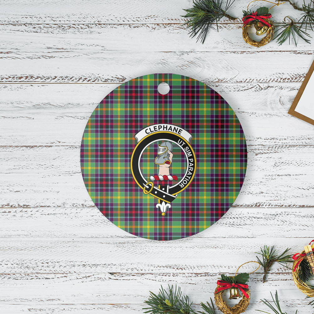 Clan Clephane Tartan Crest Round Ceramic Ornament IX74 Clephane Tartan Tartan Christmas