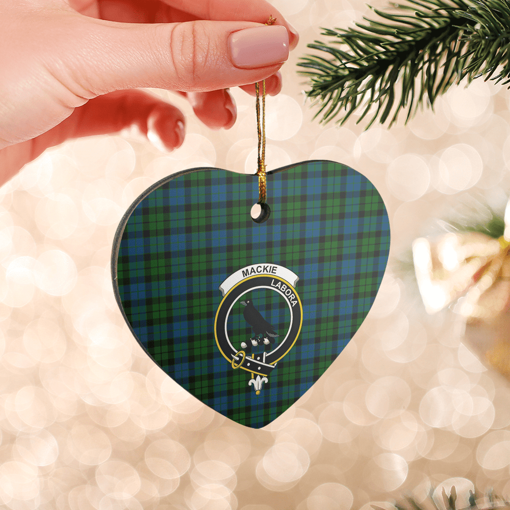 Clan MacKie Tartan Crest Heart Ceramic Ornament VZ19 MacKie Tartan Tartan Christmas