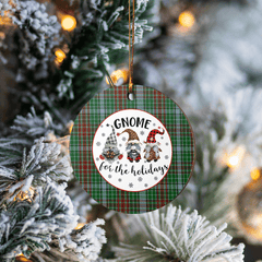 Clan Gayre Tartan Tartan Crest Gnome Round Ceramic Ornament TV79 Gayre Tartan Tartan Christmas