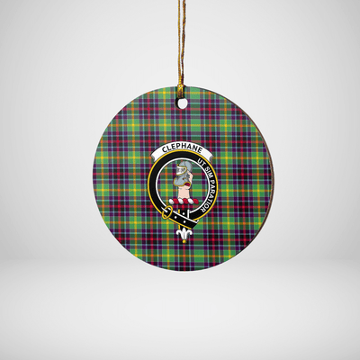 Clan Clephane Tartan Crest Round Ceramic Ornament
