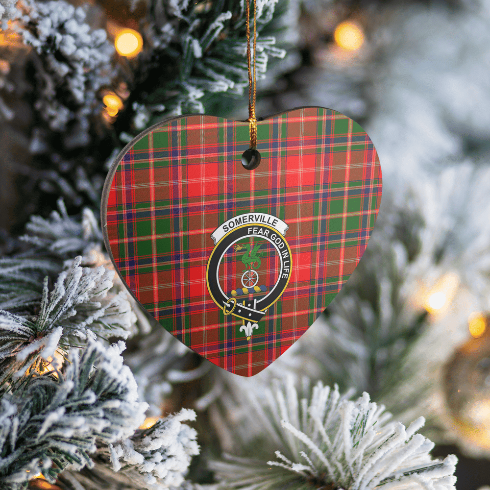 Clan Somerville Modern Tartan Crest Heart Ceramic Ornament IT91 Somerville Modern Tartan Tartan Christmas