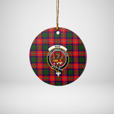 Clan Mow (Roxburgh) Tartan Crest Round Ceramic Ornament WN65 Mow (Roxburgh) Tartan Tartan Christmas