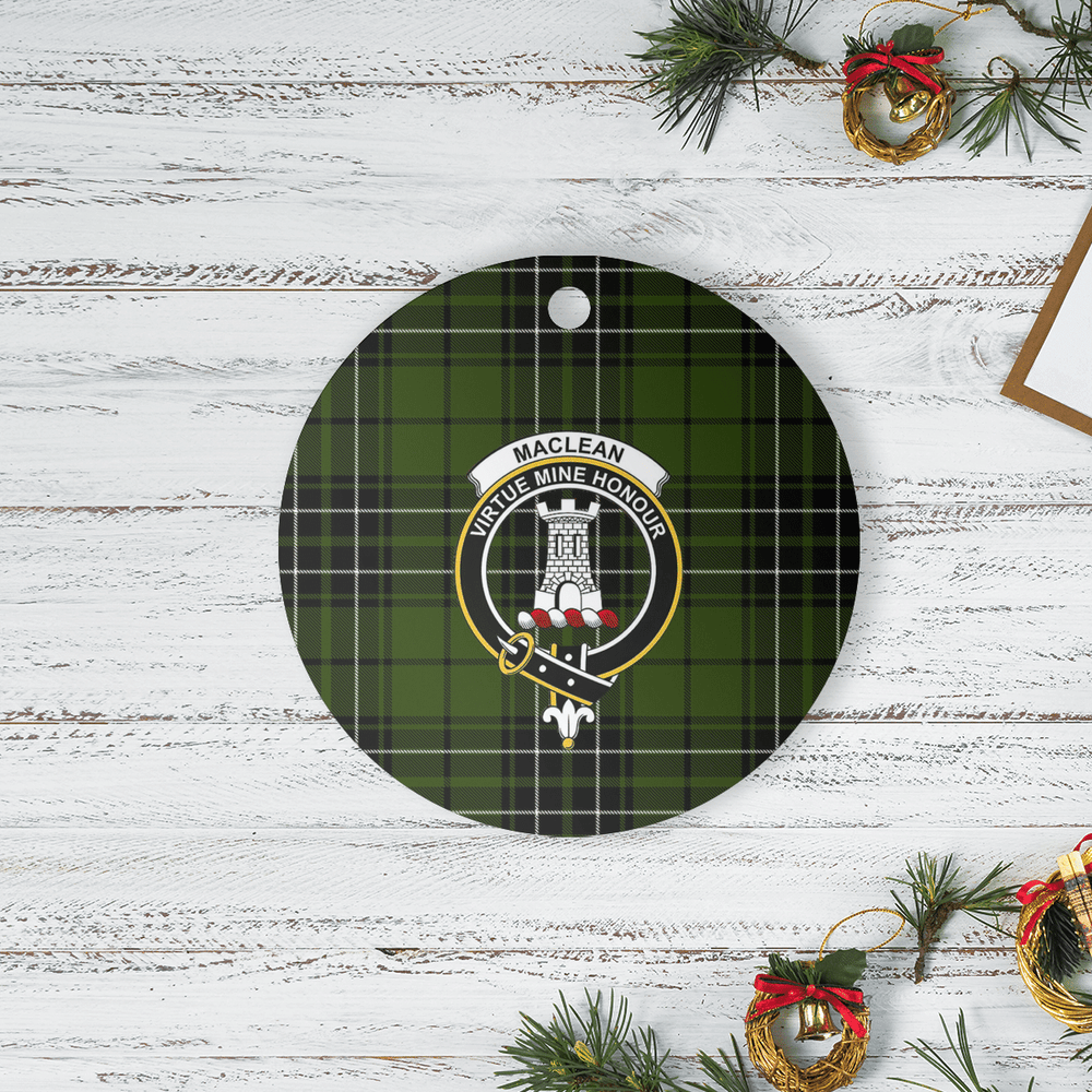 Clan MacLean Hunting Tartan Crest Round Ceramic Ornament BM31 MacLean Hunting Tartan Tartan Christmas
