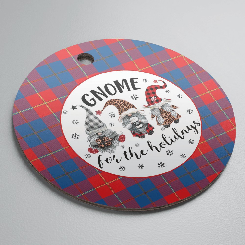 Clan Galloway Red Tartan Tartan Crest Gnome Round Ceramic Ornament ZO90 Galloway Red Tartan Tartan Christmas