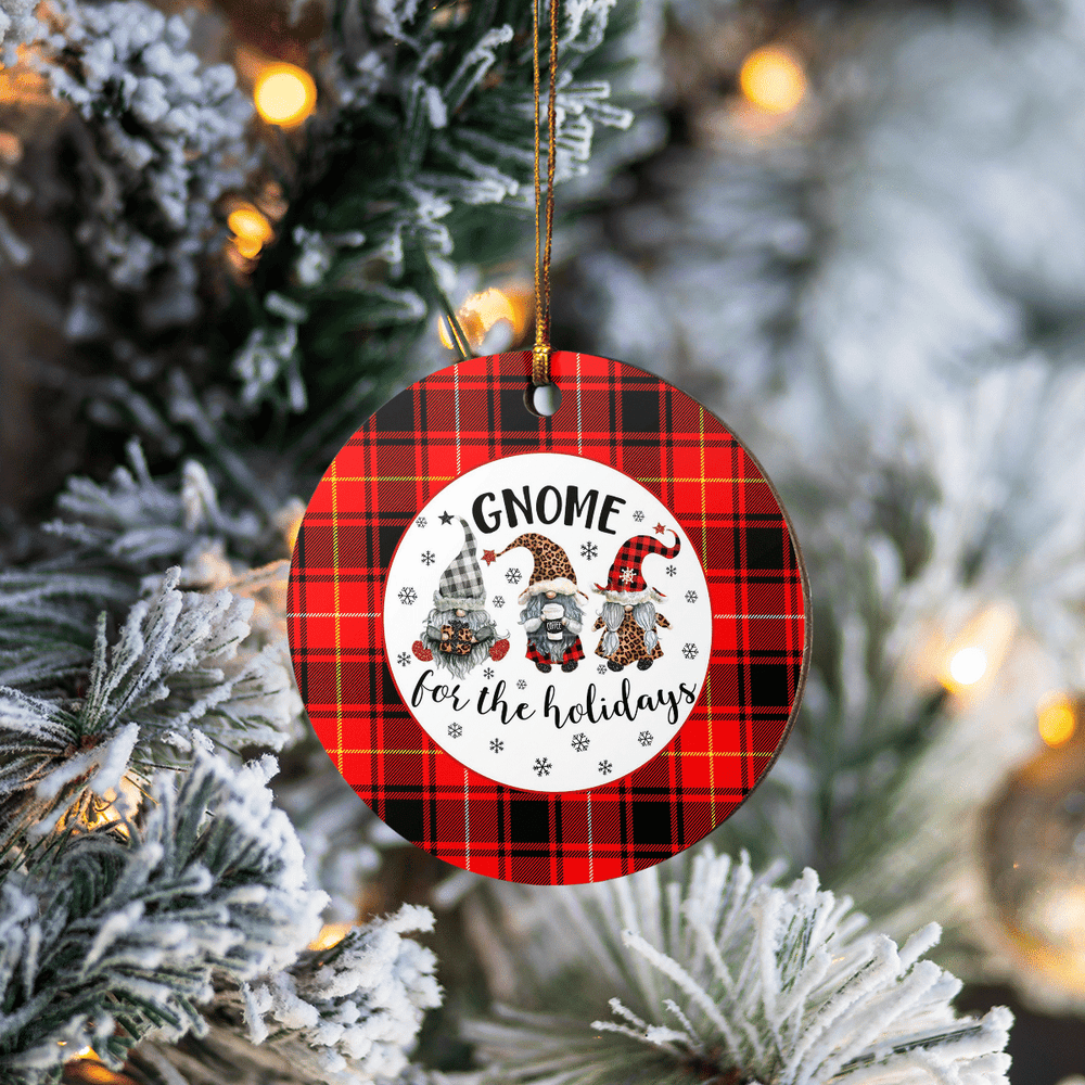 Clan MacIver Modern Tartan Tartan Crest Gnome Round Ceramic Ornament VJ80 MacIver Modern Tartan Tartan Christmas