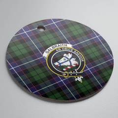Clan Galbraith Modern Tartan Crest Round Ceramic Ornament PK73 Galbraith Modern Tartan Tartan Christmas