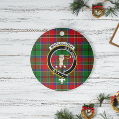 Clan MacCulloch Tartan Crest Round Ceramic Ornament WI80 MacCulloch Tartan Tartan Christmas